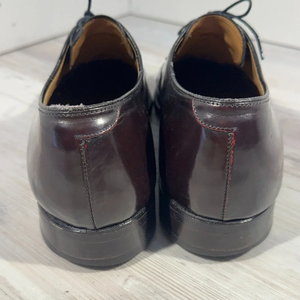 Johnston & Murphy MELTON Size 10 D Burgundy Leather Cap Toe Oxford Dress Shoes
